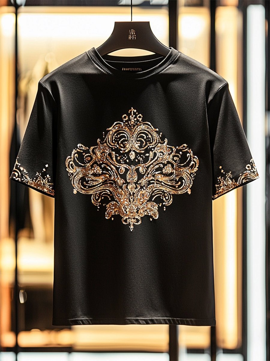 Camiseta ejecutivo de lujo estampado de algodón de manga corta para hombre