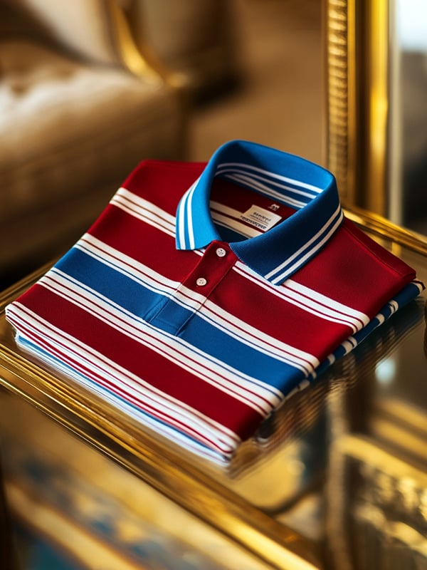 Camisa polo retro ejecutivo rayas estampado de manga larga para hombre