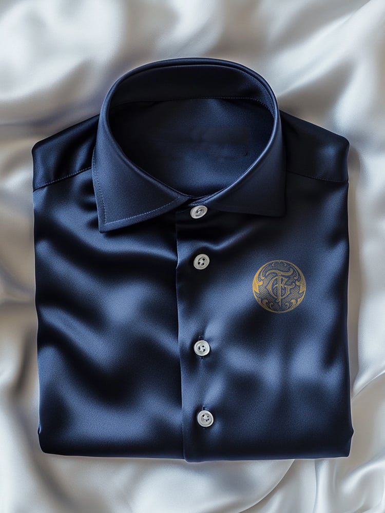 Camisa ejecutivo casual Logo solapa de manga corta para hombre