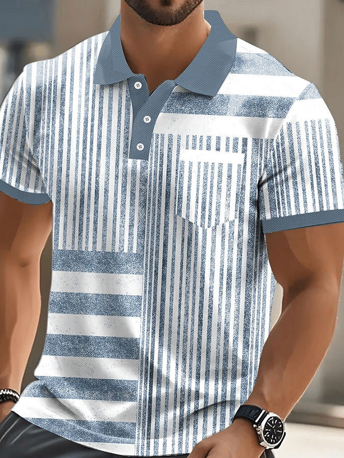 Camisa polo elegantee Letter estampado casual (With bolsillos) para hombre