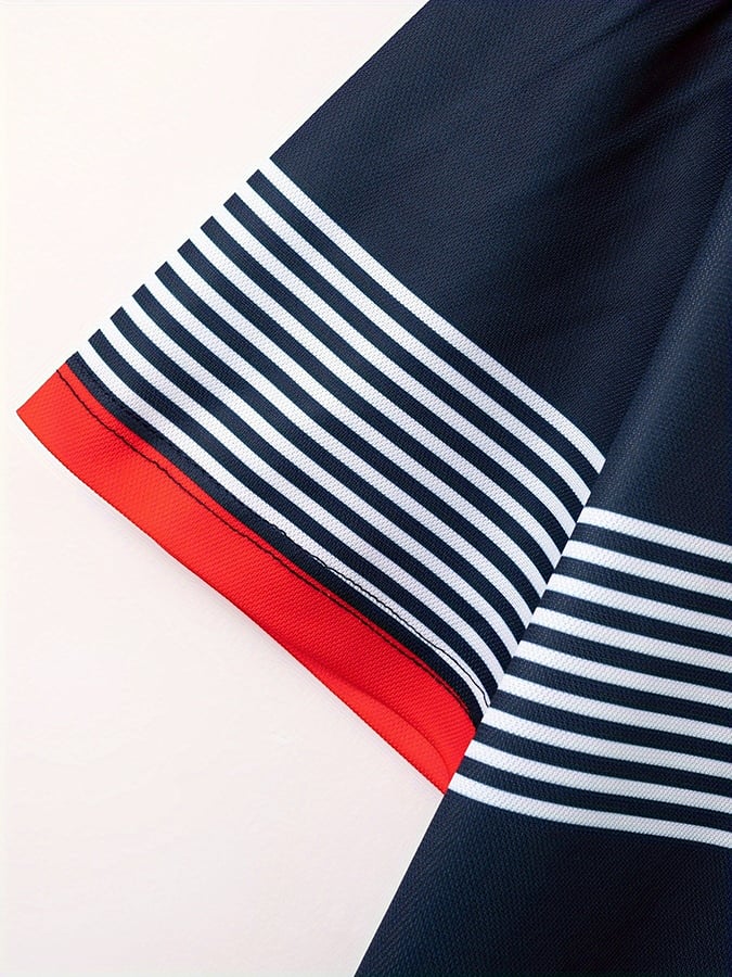 Camisa polo de modaable a rayas de manga corta para hombre