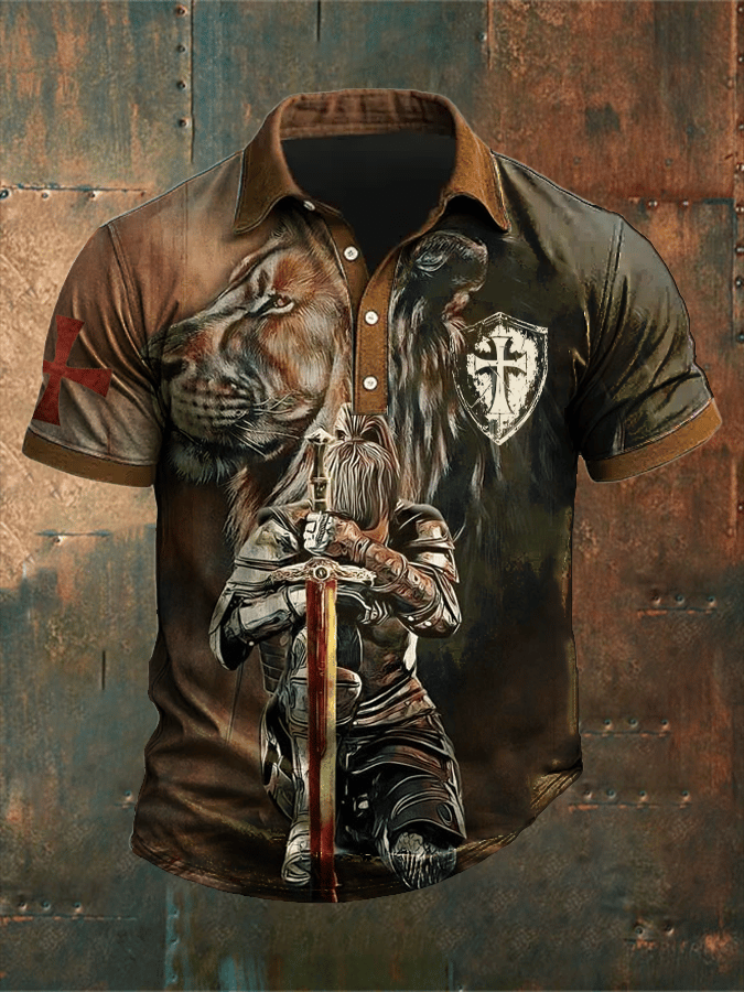 Camisa polo retro Put On The Full Armor Of Godd Faith estampado para hombre