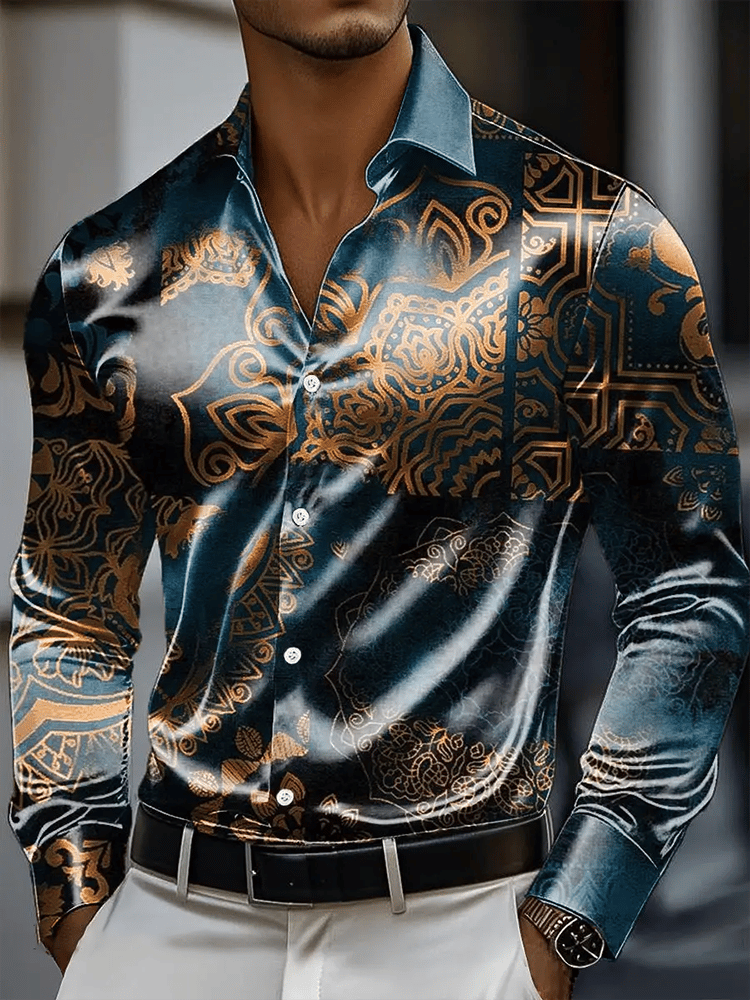 Camisa vintage de manga larga para hombre