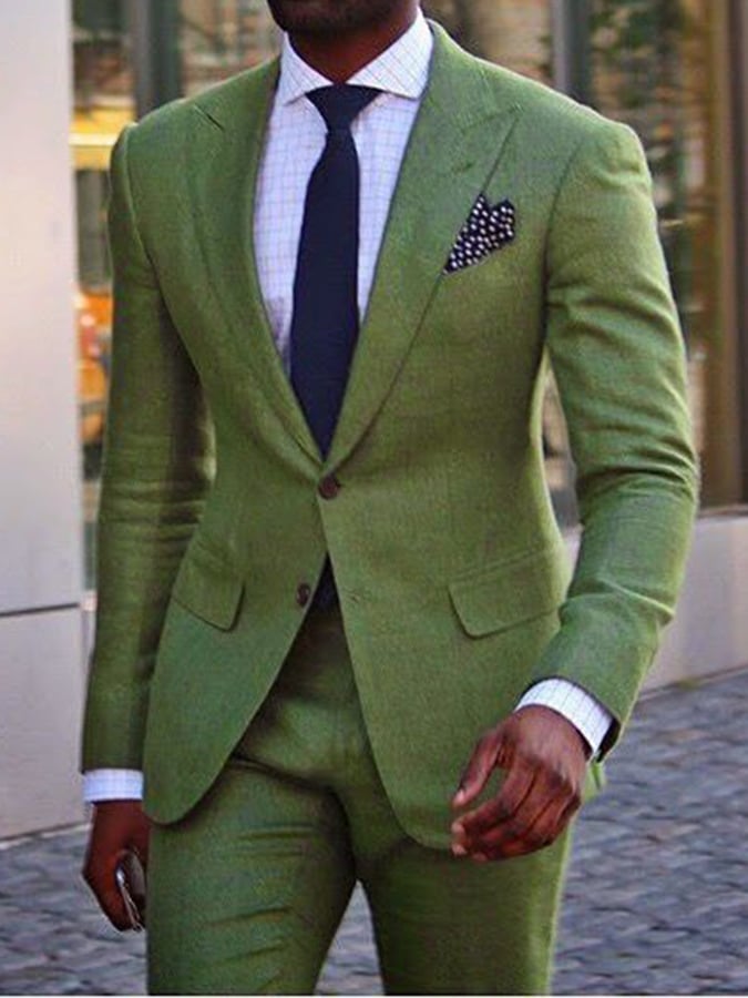 Ejecutivo Single-Breasted de color sólido Two-Piece Suit para hombre