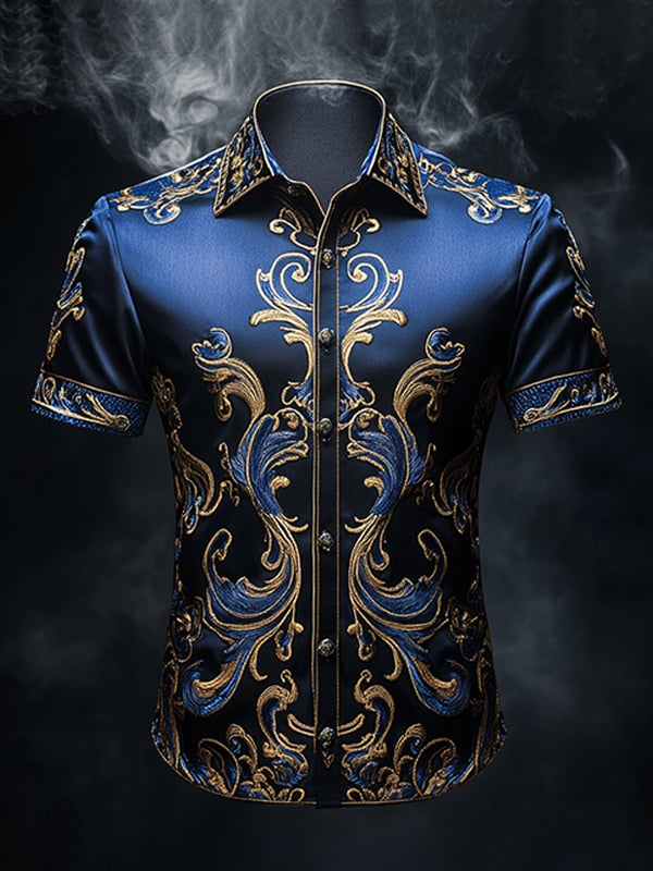 Camisa retro Gothic diseño de manga corta para hombre