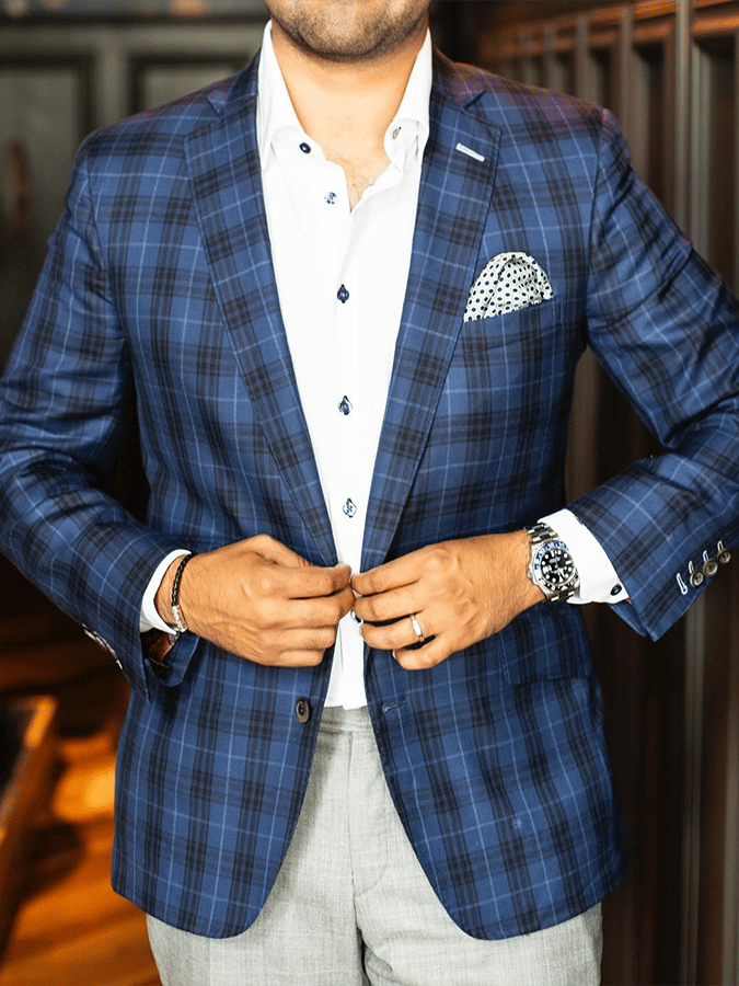 Chaqueta vintage Single-Breasted a cuadros Gentleman's ejecutivo Suit para hombre