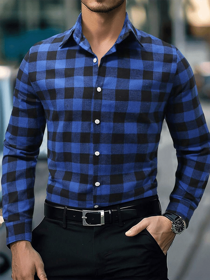 Camisa a cuadros ejecutivo casual para hombre
