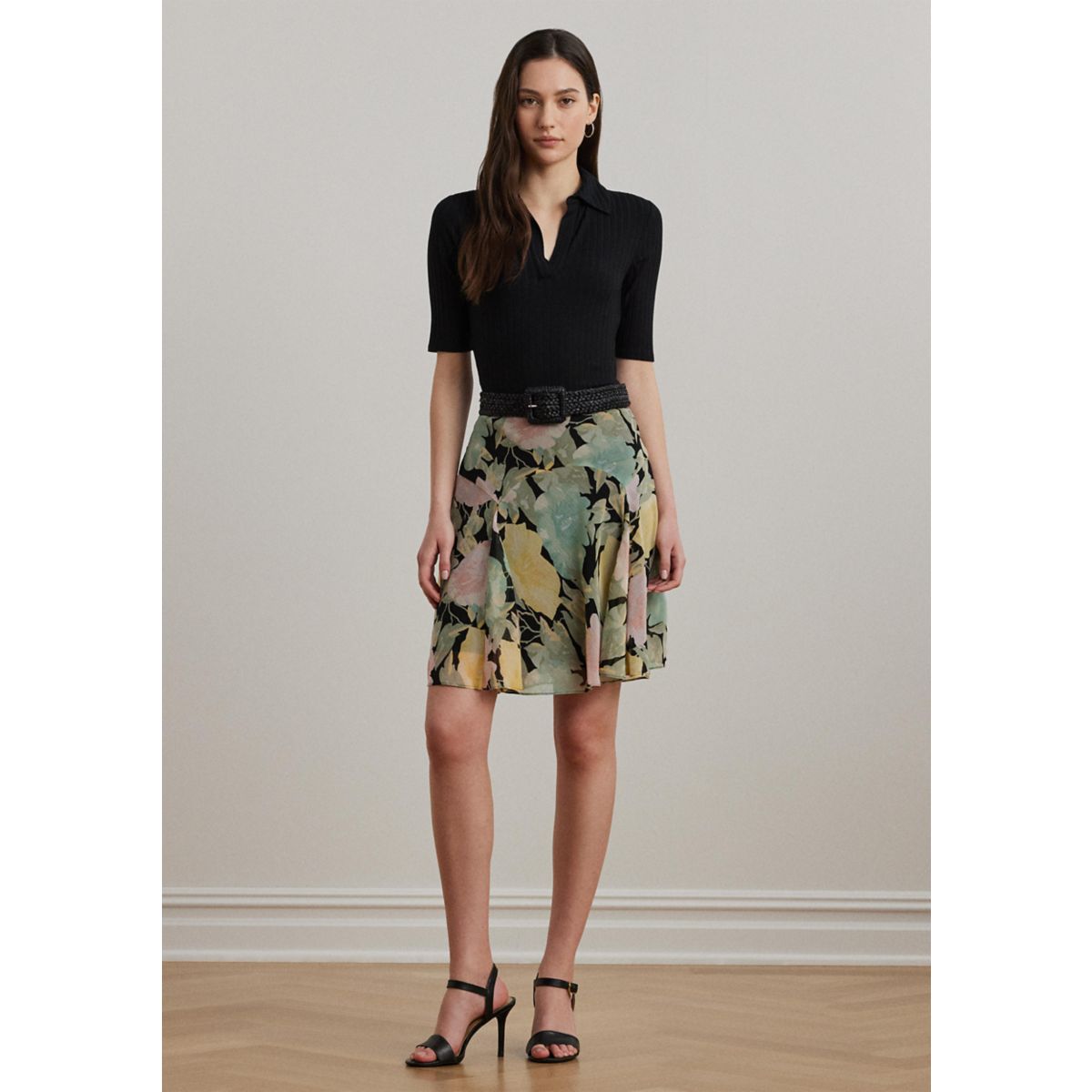 Floral Crinkle Georgette Skirt - 4