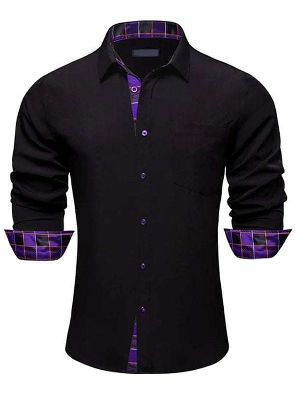 Camisa satén Luxe de manga larga con botones para hombre