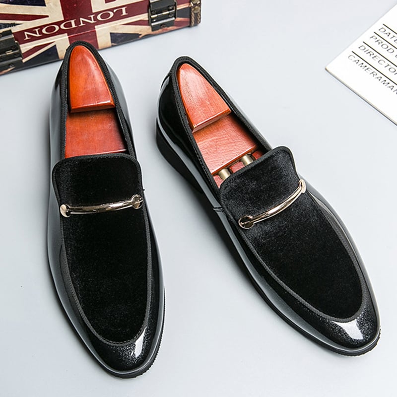 Zapatos de moda British Style de color sólido Patent cuero gamuza ejecutivo casual cuero