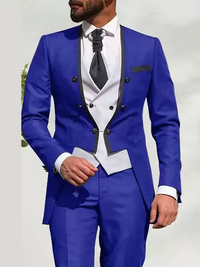 Chaleco casual ejecutivo Banquet Color Contrast Suit Dress pantalón Three Piece Set