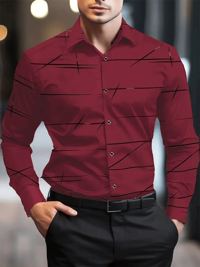 Camisa geométrico ejecutivo casual para hombre