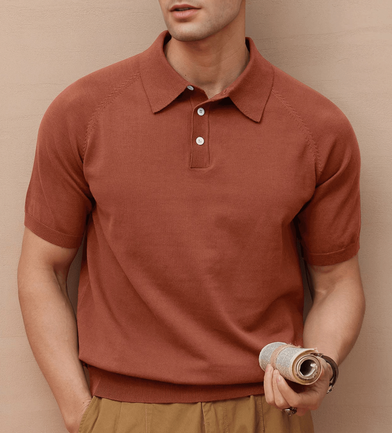 Gentletejido de manga corta tejidoted Polo
