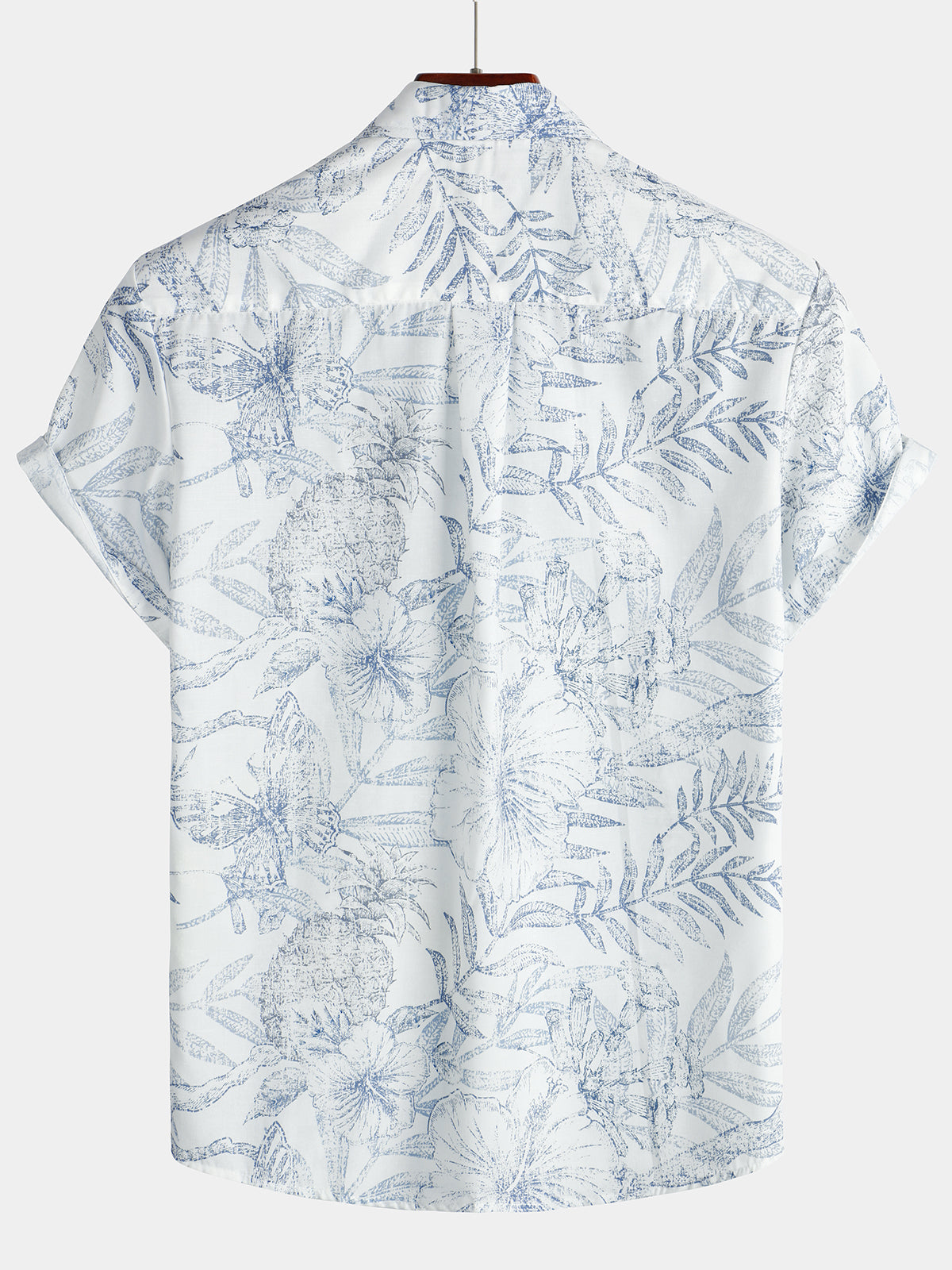 Camisa Summer retro floral estampado Pocket floral de manga corta Button Up White Hawaiian para hombre