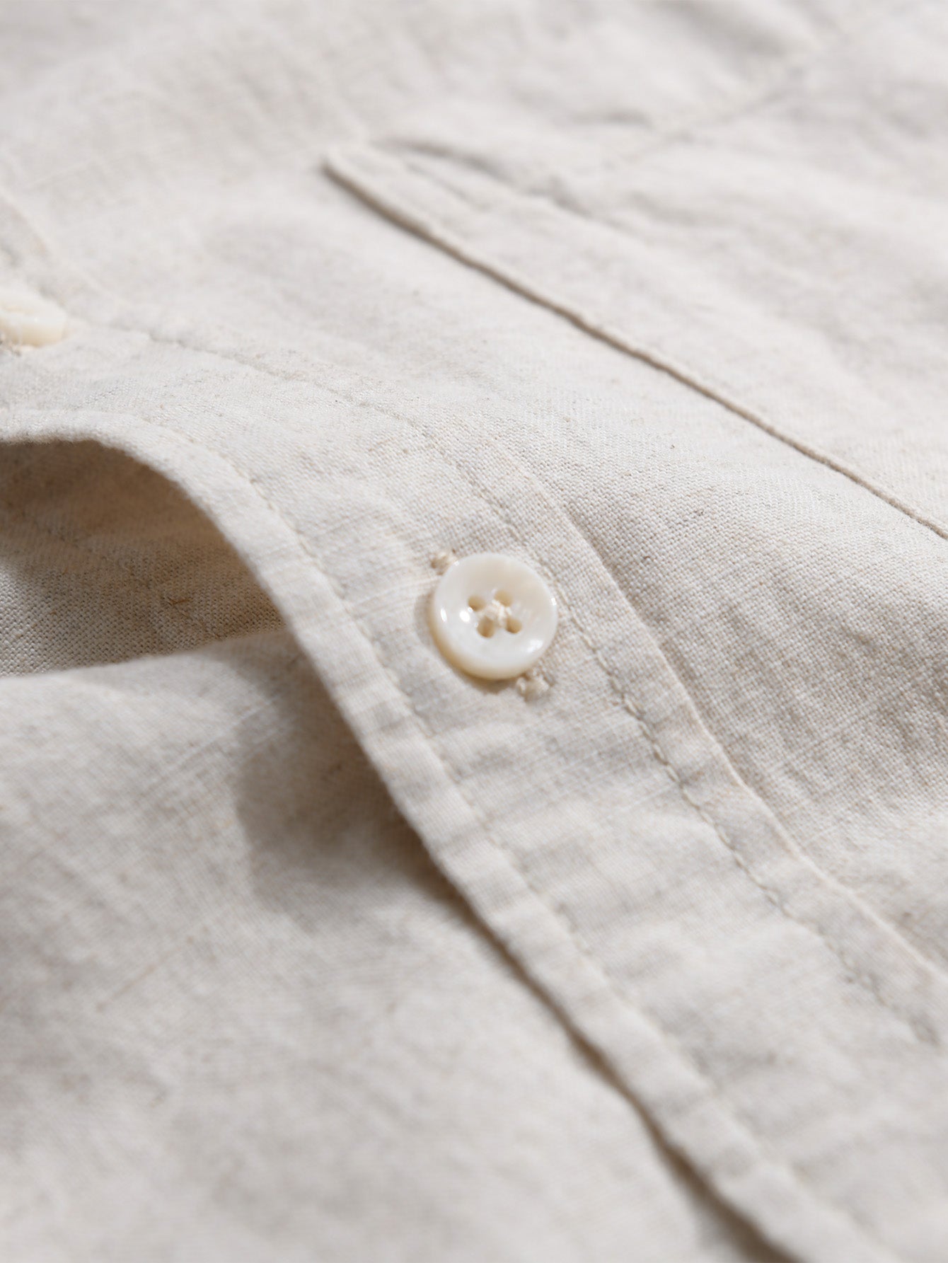 Camisa de manga larga de lino de algodón With Pocket