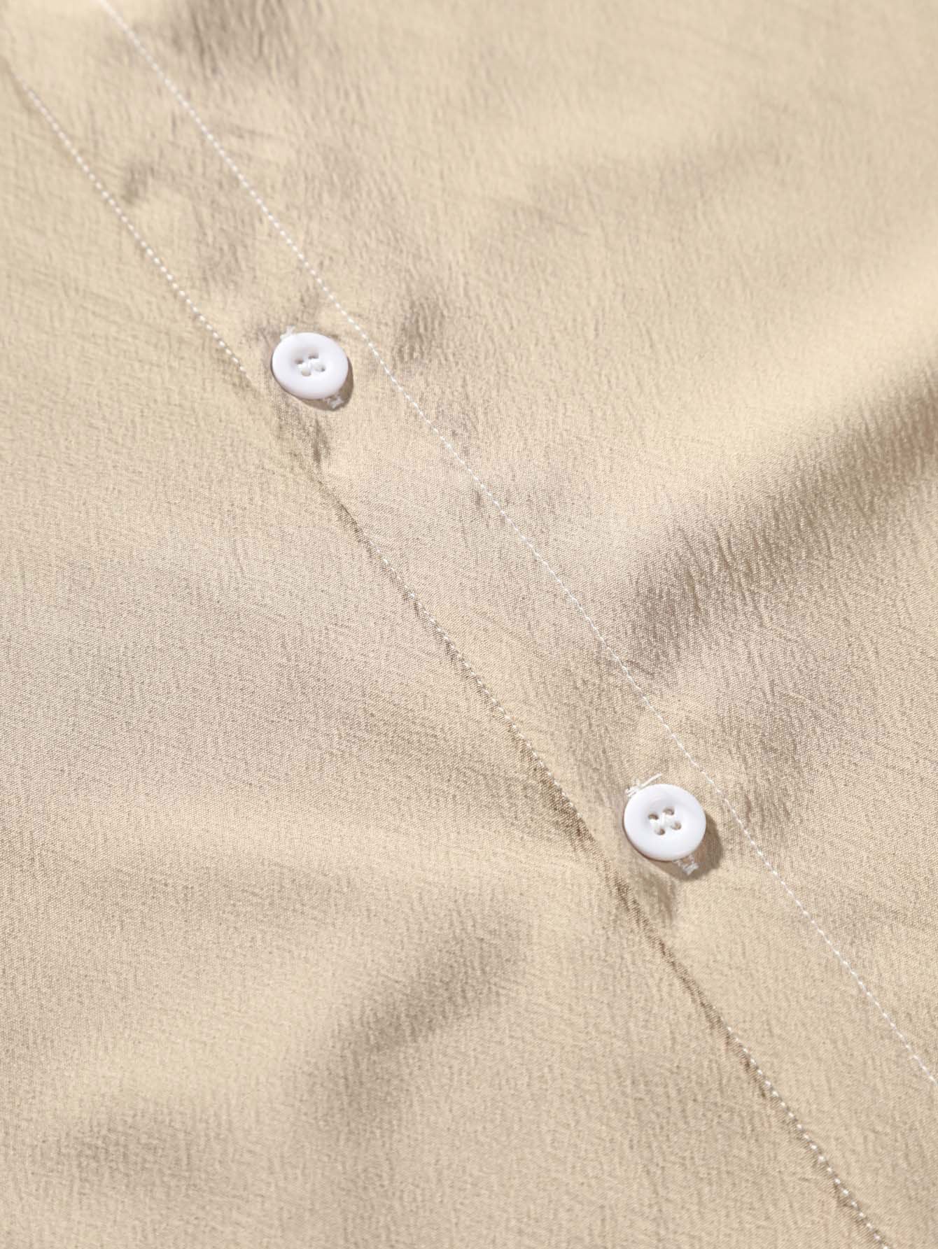 Camisa Crinkled Texture Stand Collar