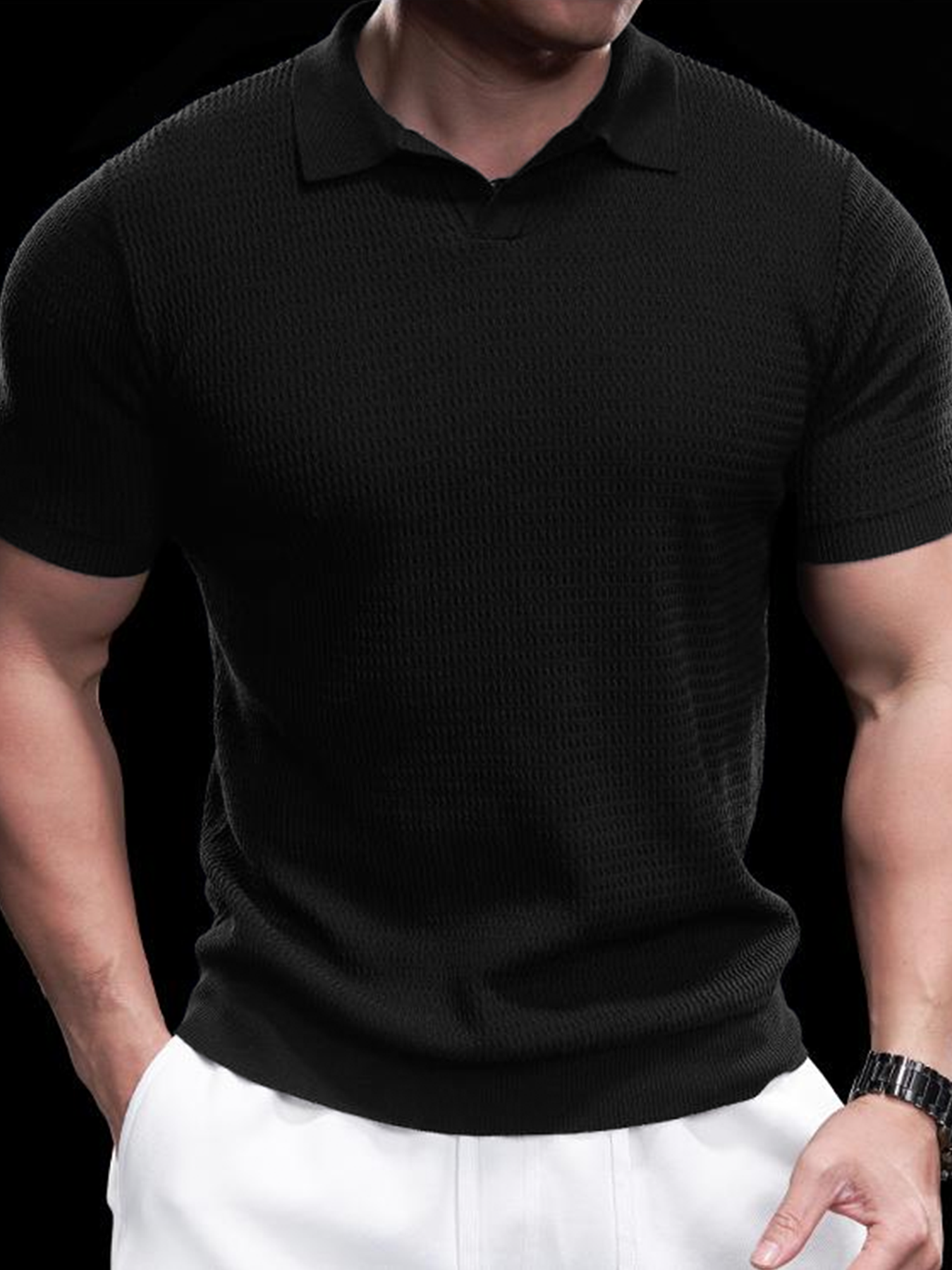 Flextejido Active tejidoted Buttonless Polo