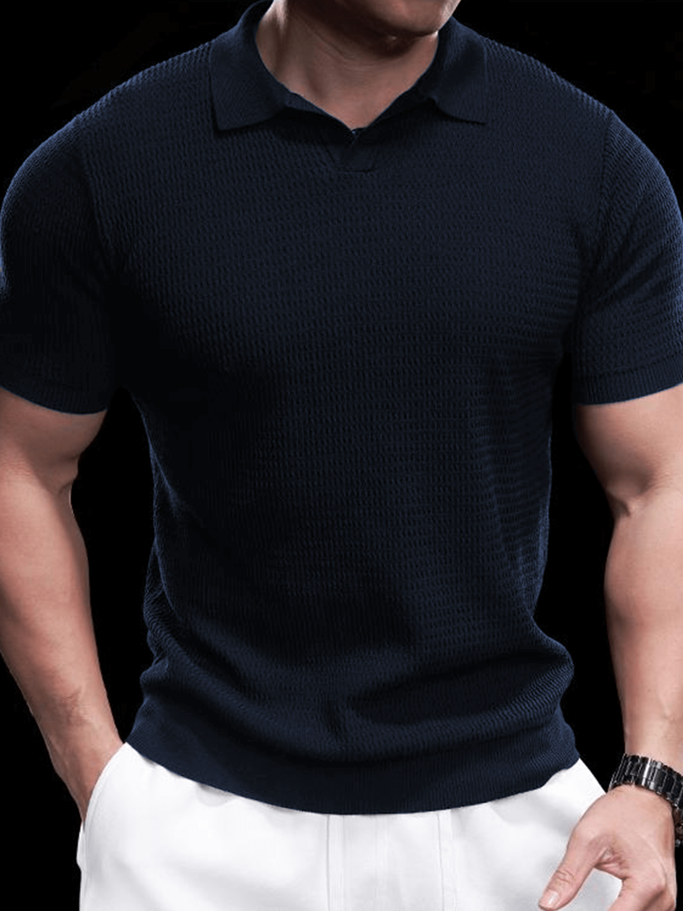 Flextejido Active tejidoted Buttonless Polo