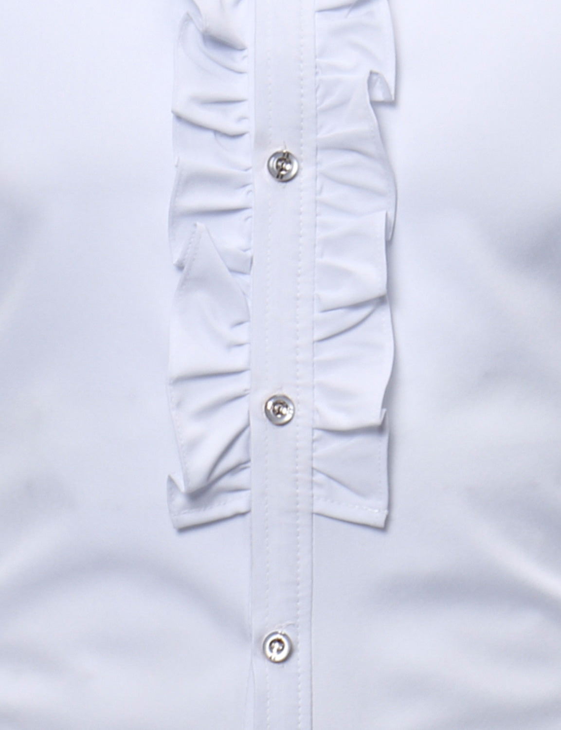 Camisa de vestir Stand Collar Lace de color sólido de manga larga Tuxedo para hombre