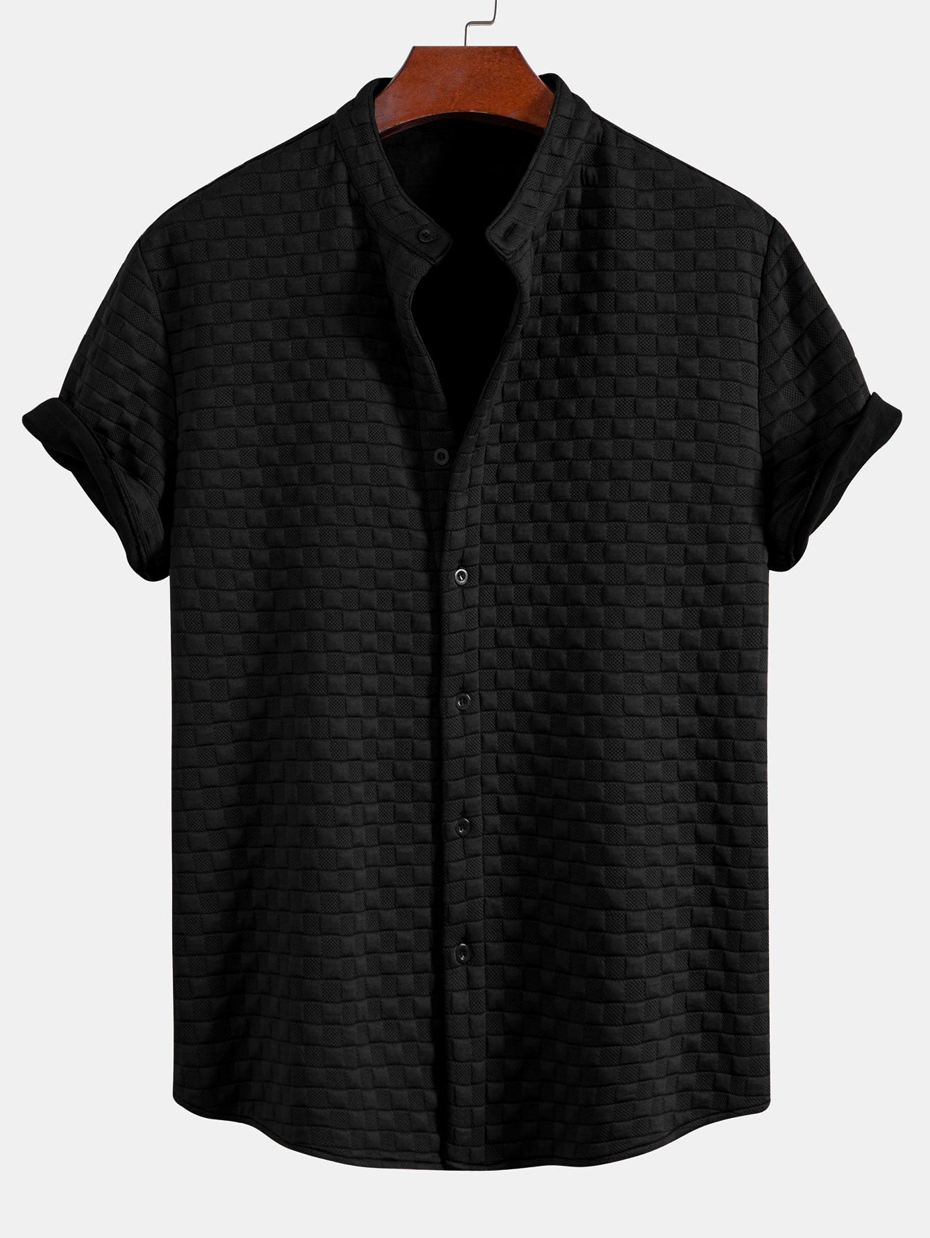 Camisa Checkerboard Stand Collar