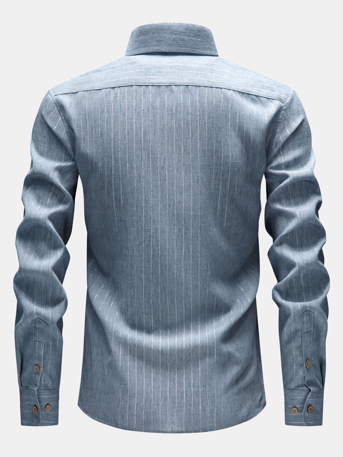 Camisa de manga larga rayas de lino Look Button Up