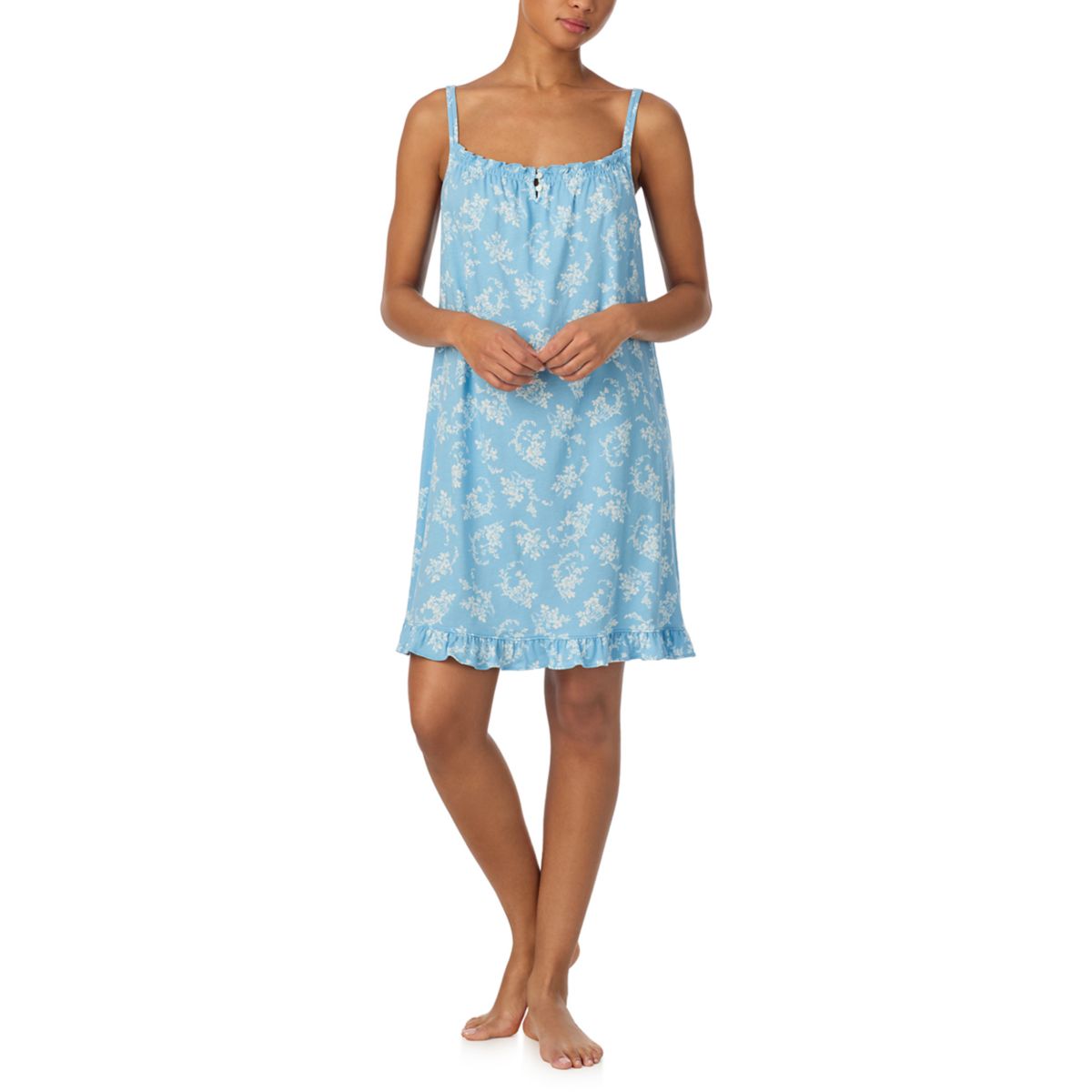 Double Strap Smocked Neck Gown - 1
