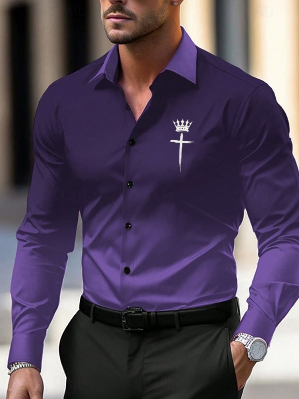 Camisa Street Style ejecutivo a rayas estampado de manga larga para hombre