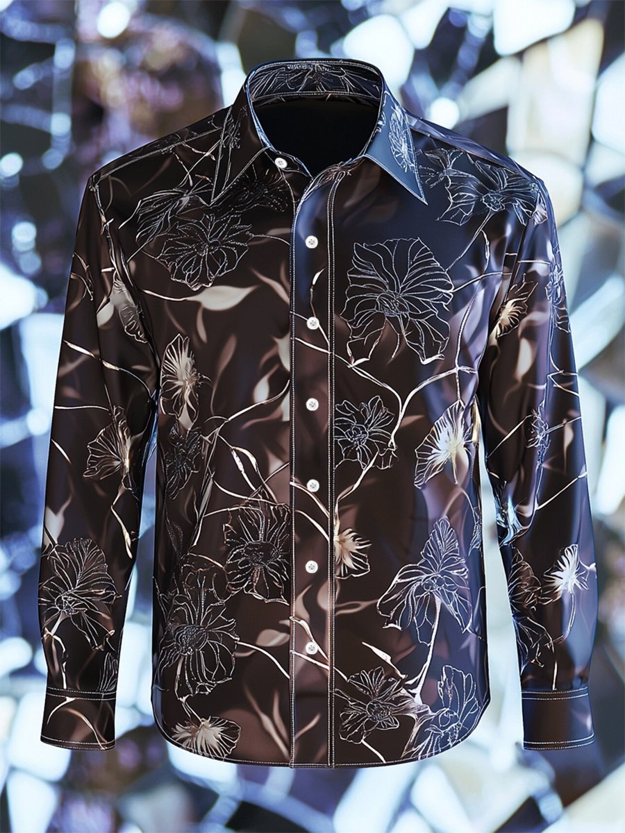 Camisa satén Luxe de manga larga con botones para hombre