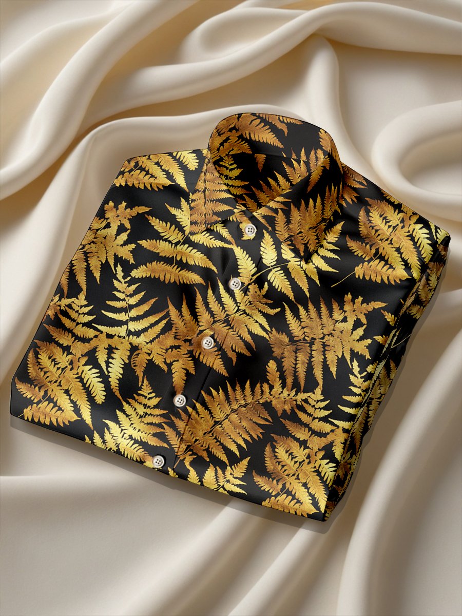 Camisa Resort floral estampado de manga larga para hombre