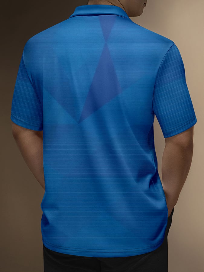Camisa polo de modaable geométrico de manga corta para hombre
