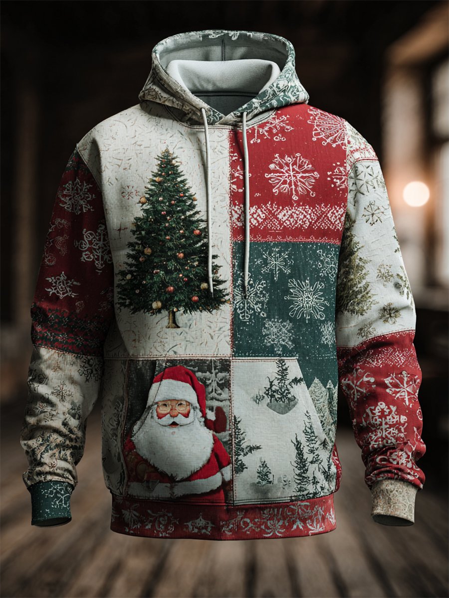 Sudadera vintage Christmas con gorrasucha para hombre