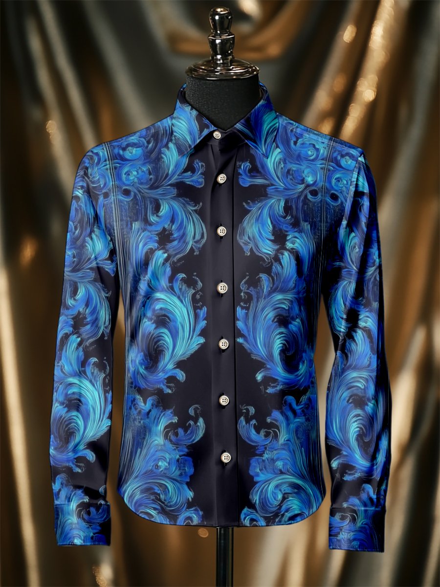 Camisa seda Baroque de lujo ejecutivo de manga larga para hombre