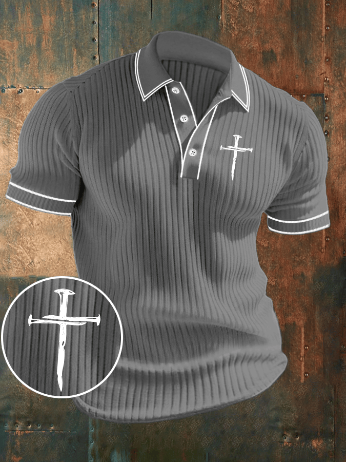 Camisa polo Faith estampado acanalado jacquard casual para hombre