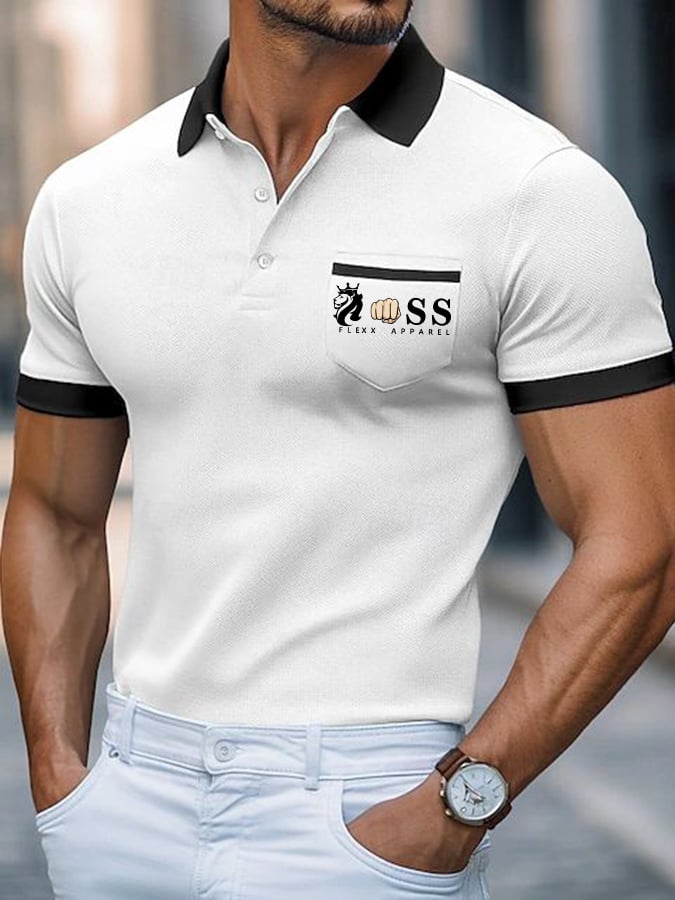 Camisa polo de moda ejecutivo Letter estampado casual para hombre