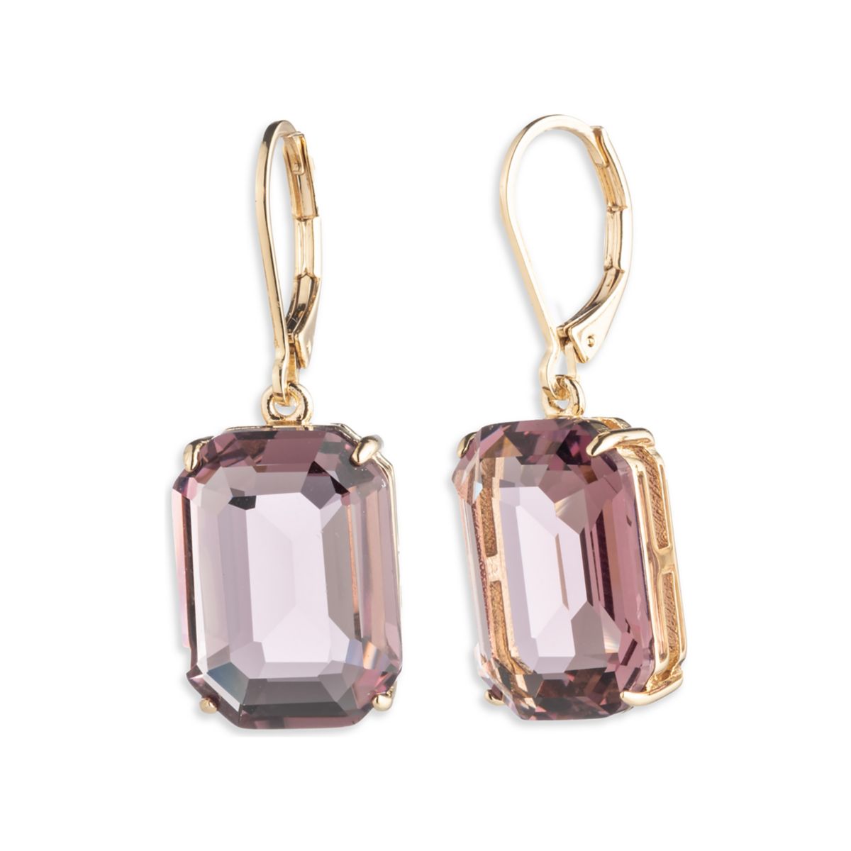 Gold Tone Stone Drop Earrings - 2