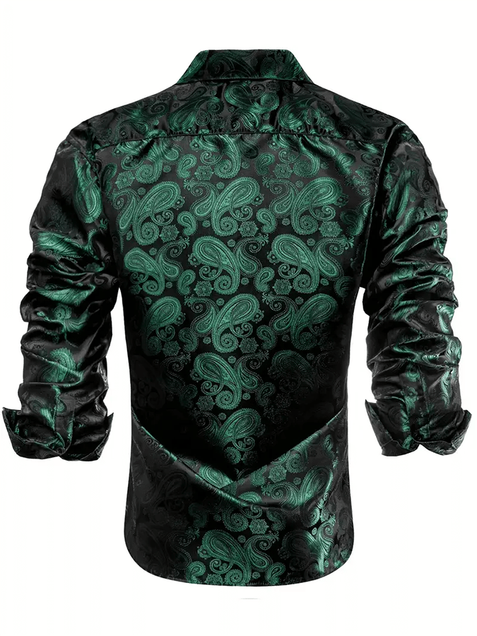 Camisa seda ejecutivo de lujo Design estampado de manga larga para hombre