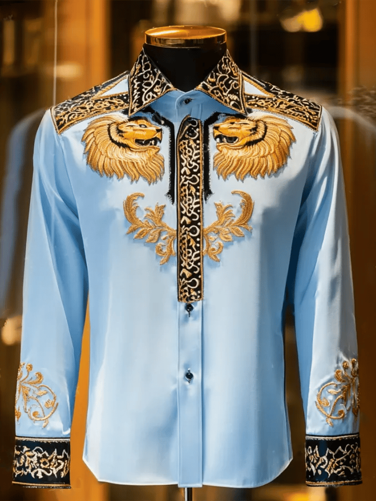 Camisa satén Luxe de manga larga con botones para hombre