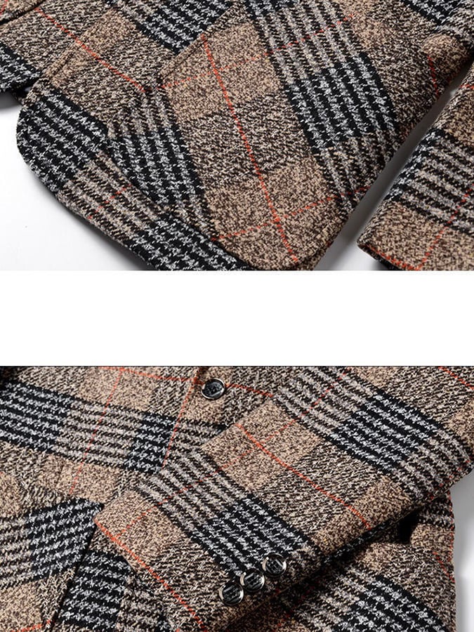 Saco para trabajo Office Notched cuello a cuadros Regular Fit para hombre