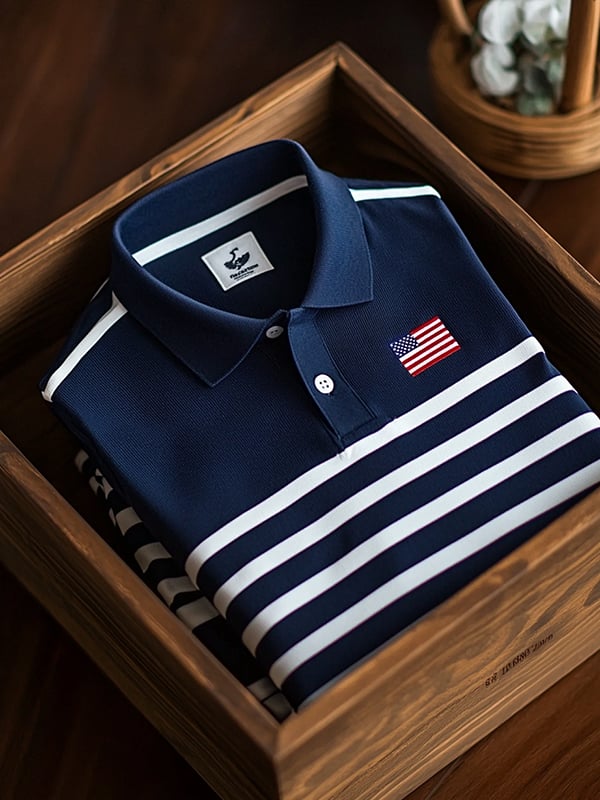 Camisa polo clásico ejecutivo Flag Independence Day de manga corta para hombre