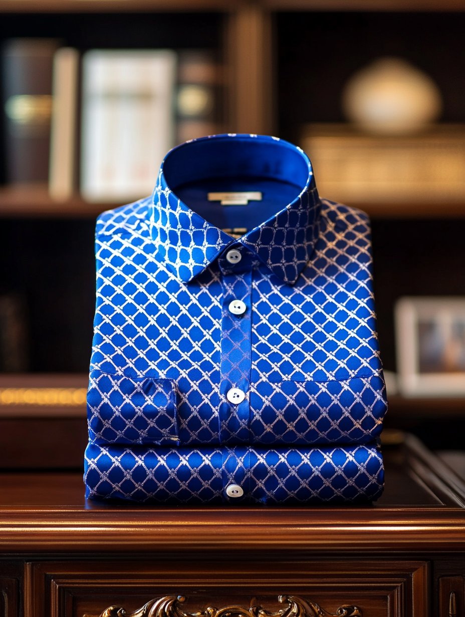 Camisa de lujo Romantic Contrast Color estampado de manga larga para hombre
