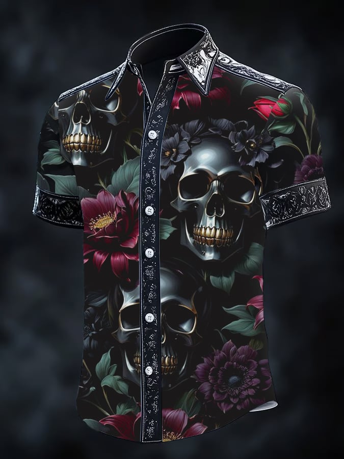 Camisa Gothic Dark de manga corta para hombre