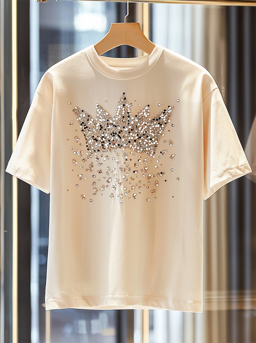 Camiseta ejecutivo de lujo estampado de algodón de manga corta para hombre