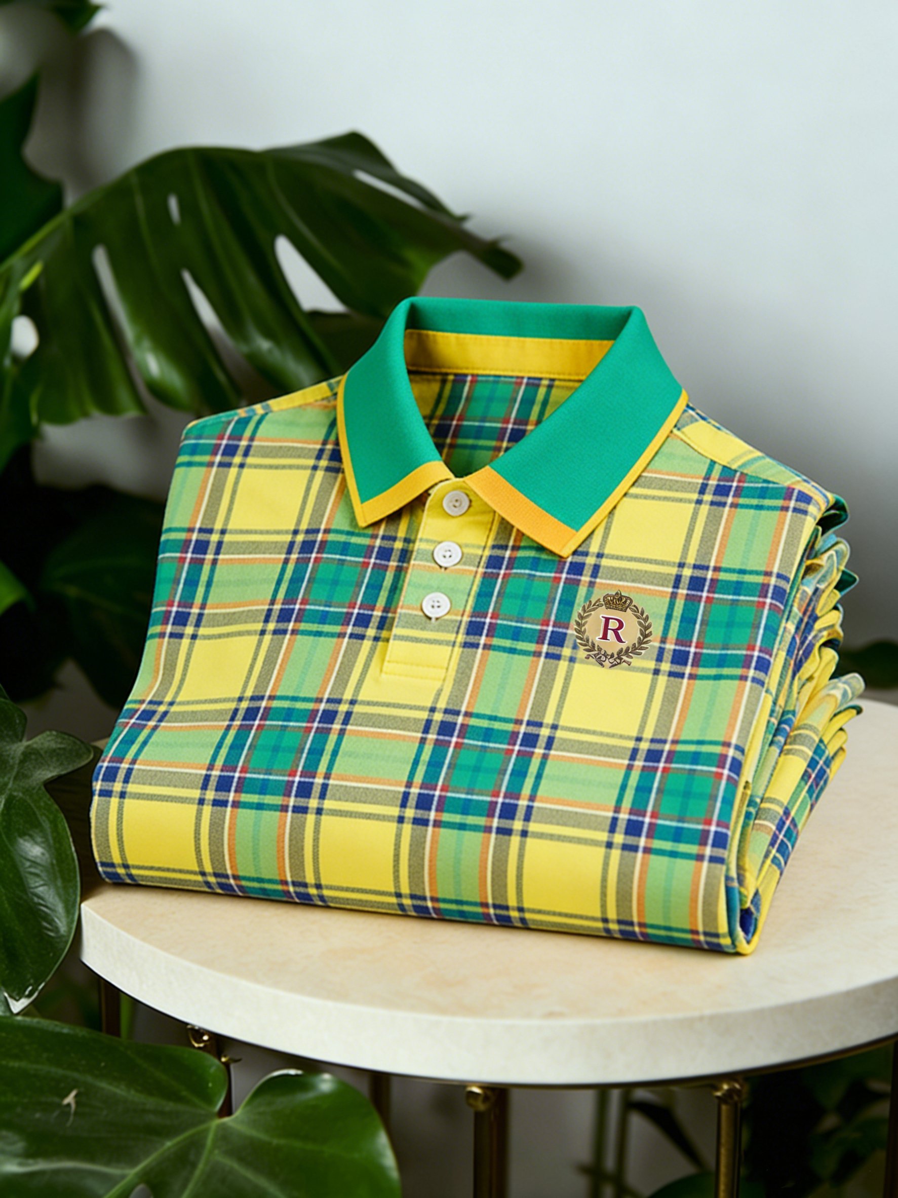 Camisa polo ejecutivo casual Button de manga corta a cuadros estampado para hombre