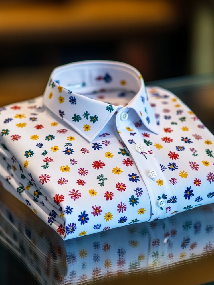 Camisa ejecutivo casual Mini Sunflower solapa de manga corta para hombre