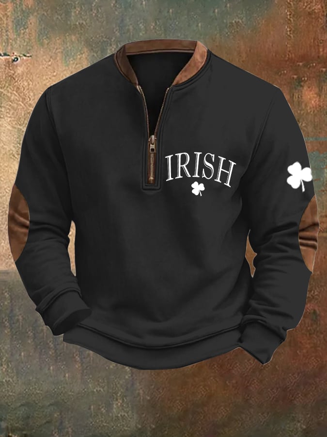 Sudadera Mens St. Patrick's Day Irish estampado cierre cuello