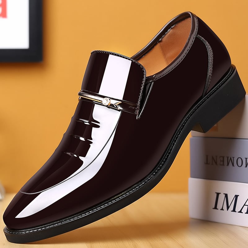 Zapatos ejecutivo formal casual Pointed Toe Cutout Slip-on Faux cuero Patant para hombre