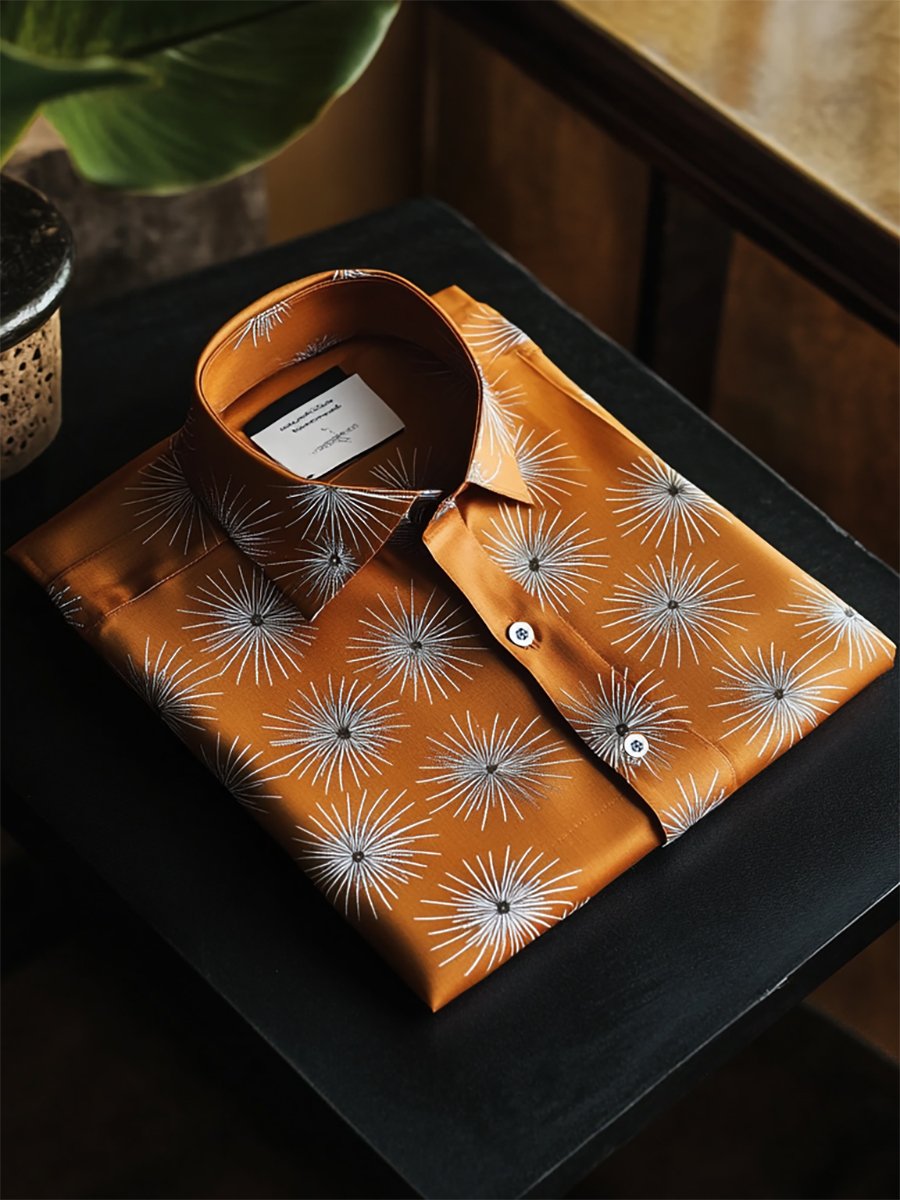 Camisa satén Luxe de manga larga con botones para hombre