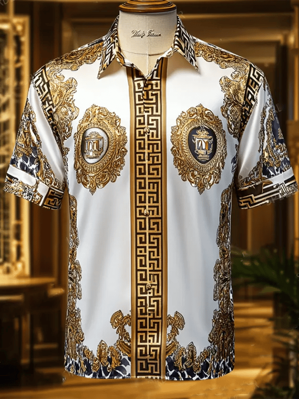 Camisa ejecutivo Luxe estampado de manga corta para hombre