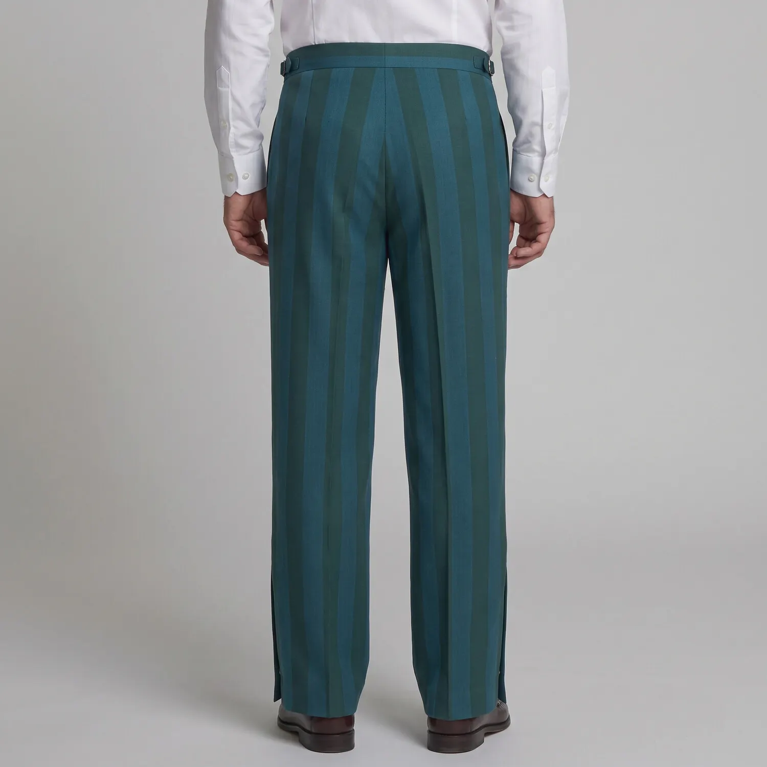 para hombre Teal Contrast a rayas Print Side Buttons High Waist Wide Leg Suit pantalón