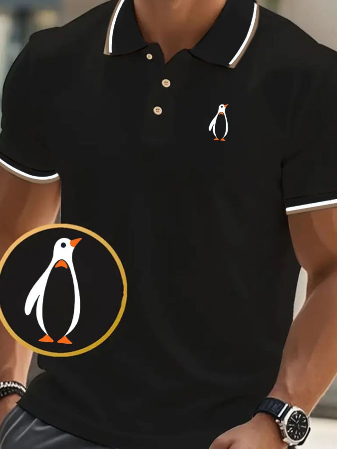 Camisa polo clásico casual with penguin estampado para hombre